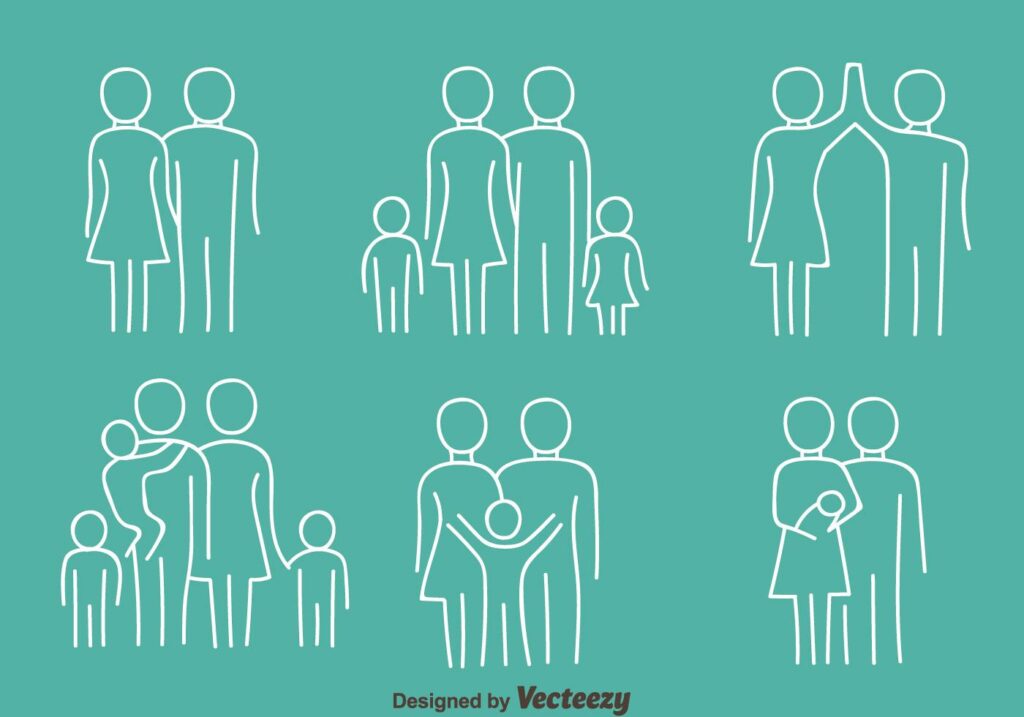 happy-family-line-icons-vectors